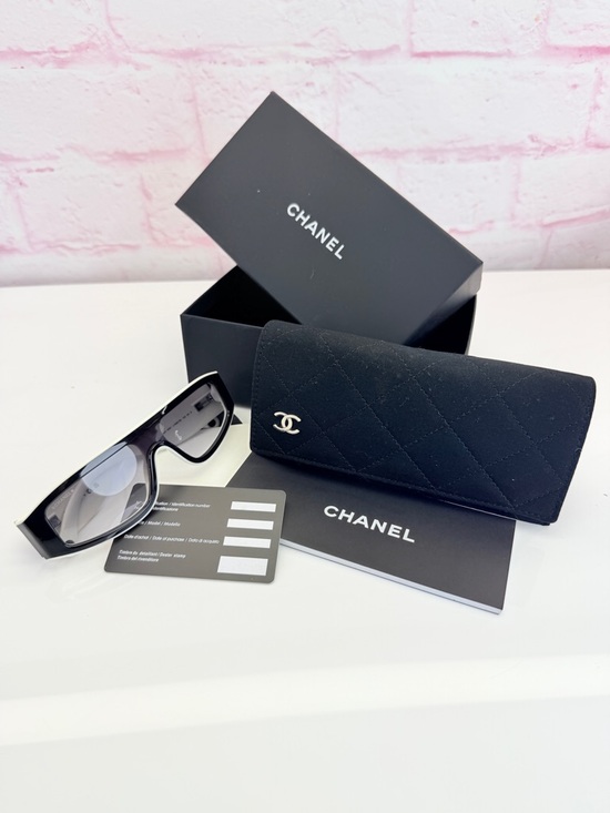 Chanel Acetate Cat Eye Sunglasses 6057 Black White main image 4